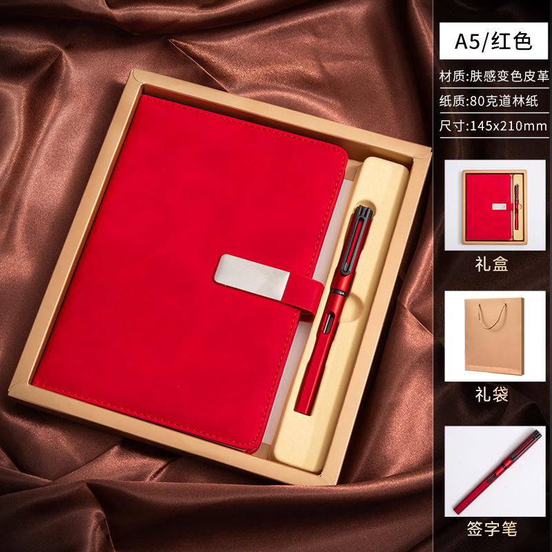 Customized A3 Hardcover Leather Bound Notebook with Logo Buckle 100 Sheets Thermal Binding for Office Business Meetings Record