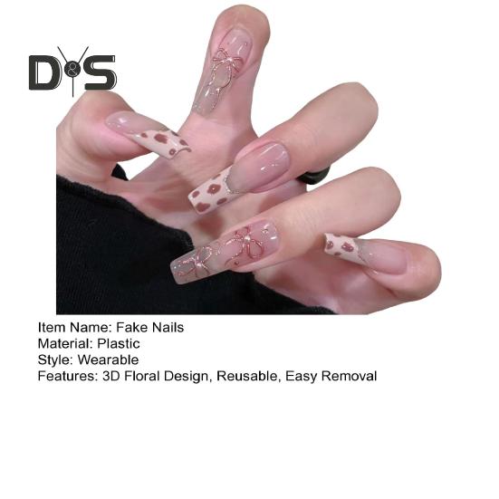 10 шт. 3D-цветок накладные ногти длинный набор для наращивания ногтей Wear Armor многоразовые легко снимаемые экономящие время накладные ногти для домашнего салона