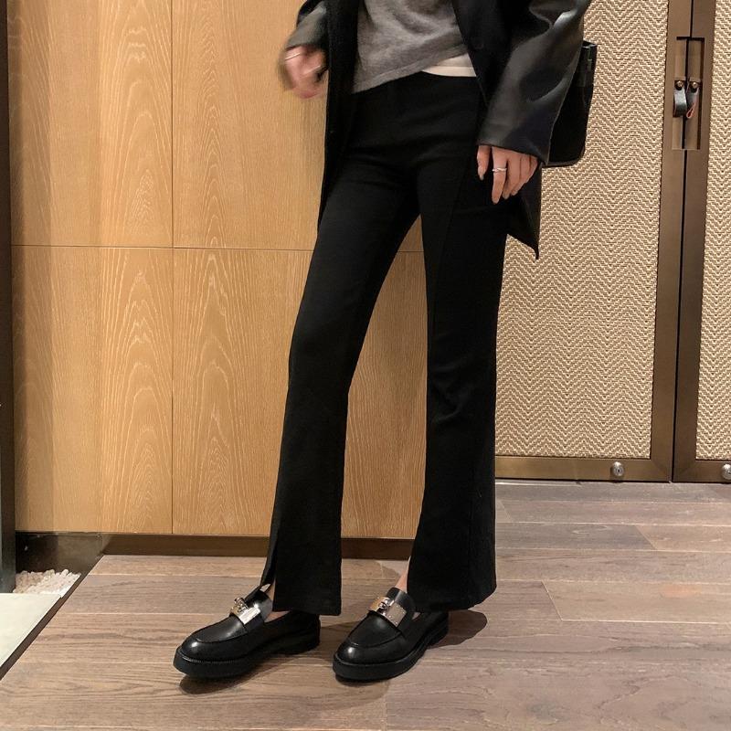 Cowhide~ Lock Thick-soled Female One-pedal Lazy Person with Skirt and Small Leather Shoes