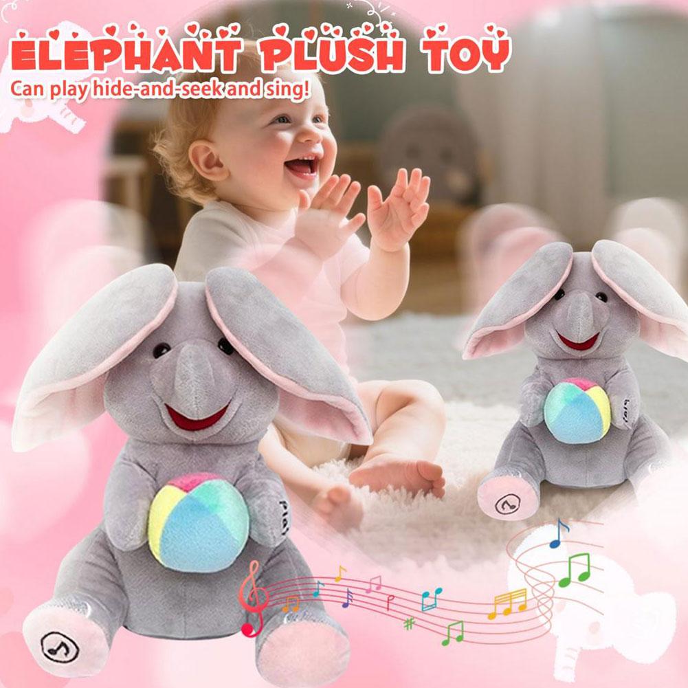 2026 Hide-and-seek Elephant Plush Toy Flapping Ears With Cheerful Songs Elephant Soft Soothing Child Artifact Christmas Gift