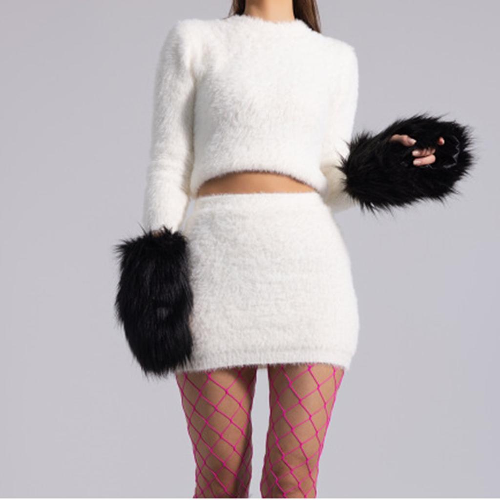 Зимние плюшевые удлиненные перчатки на запястье однотонные женские перчатки без пальцев толстые уличные походные перчатки для шопинга сохраняют тепло