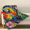 Soft Non-Shedding Flannel Fleece Blanket - Vibrant Parrot Floral Throw for Couch, Bed, Home Decor, Warm Binge-Watching, Halloween & Christmas