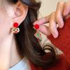 Серьги-гвоздики в китайском стиле, красный маленький лев, колокольчик, кулон, серьги, женские новогодние праздничные ювелирные изделия, подарок
