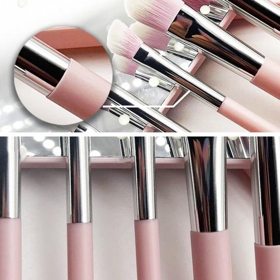 1 Set Makeup Brush LED Mirror Box Foundation Loose Powder Eye Nose Shadow Cosmetic Brush Portable Travel Women Girls Makeup Tools