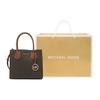 Michael Kors MK Серия Mercer Классическая Французский Винтаж Монограмма Color Block ПВХ Покрытие Холст Гармошка Сумка Женские сумки Коричневый 35S1GM9M2B-BRN