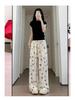 Petite High Waist Bow Wide-Leg Ice Silk Pants - Women's Summer Style