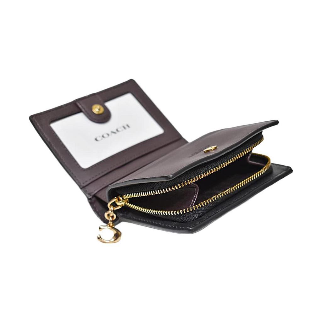 Coach Кошелек на кнопке 11 молний Многослотовый для карт Кожа с тиснением под крокодила и гладкая кожа Держатель для карт Кошелек Женский кошелек Черный C6092-IMBLK