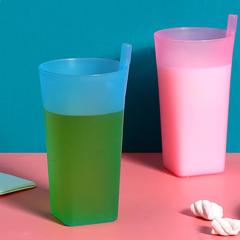 Детская детская кружка для питья со встроенной трубочкой, кружка для питья из пищевого пластика с интегрированной трубочкой, детская бутылка для воды