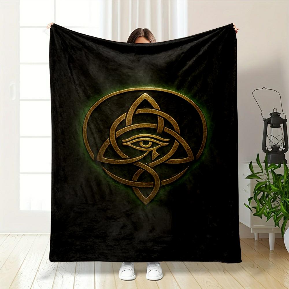 Golden Eye of Providence Symbol printed Flannel blanket for bedroom, living room, sofa, and nap