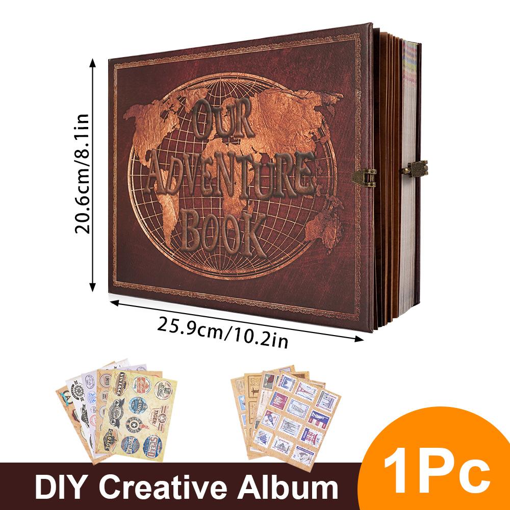 180 Page DIY Travel Photo Album Scrapbook Our Adventure Book Leather Retro Creative Photo Album Birthday Christmas Gifts