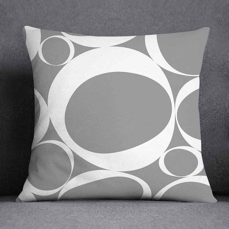Gray Low White Flower Pattern Home Decoration Pillowcase Square Pillowcase Home Office Decoration Cushion Cover