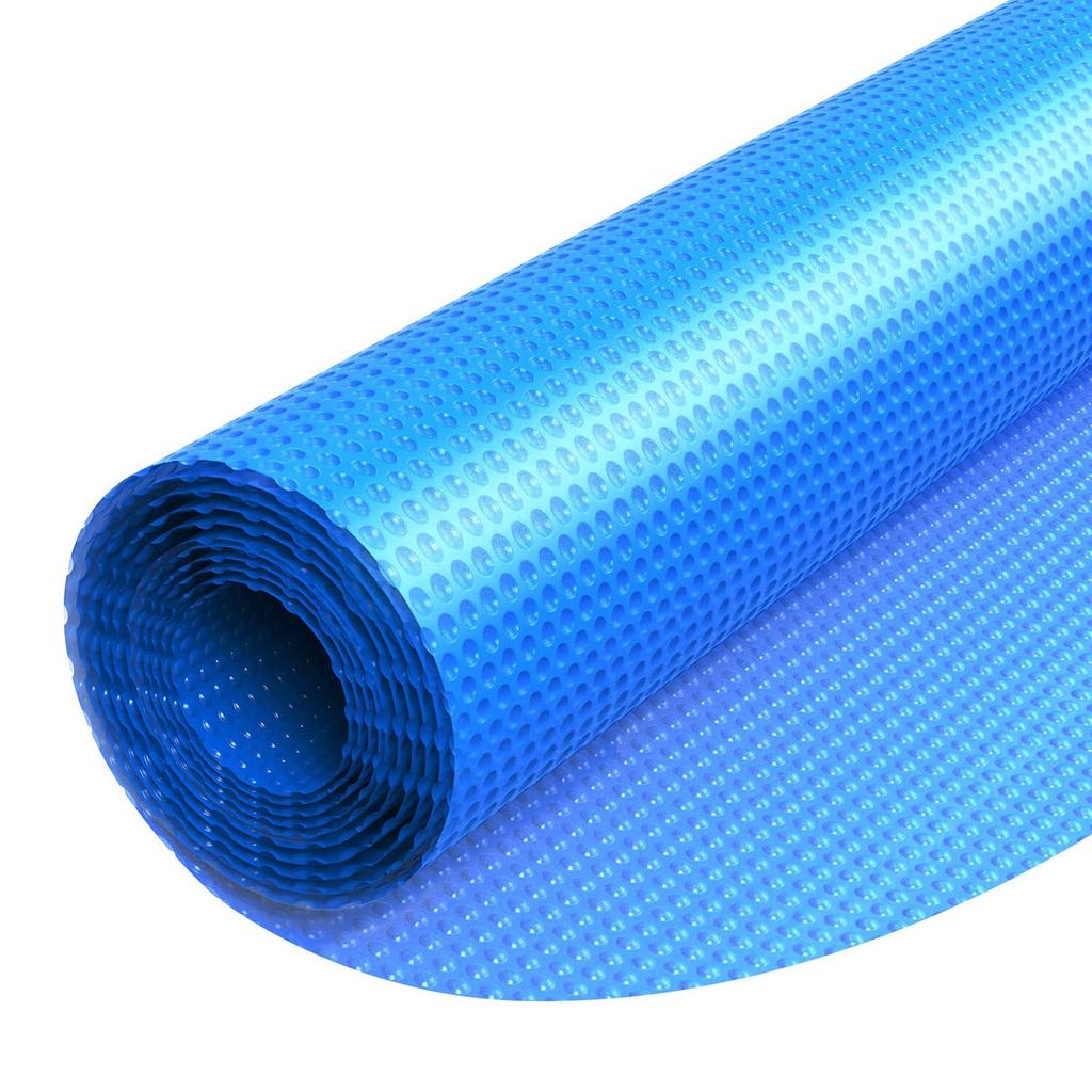 Solar Pool Cover, 5.49m Round Pool Bubble Cover, 12 Mil Pools Solar Blanket with Bubble & PE Material, Daytime Heat Absorption, Nighttime Heat