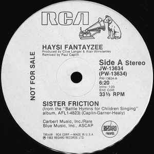 12-дюймовая пластинка HAYSI FANTAYZEE - Sister Friction JW13634 RCA, Regard Rec 1983 США Рок Б/У