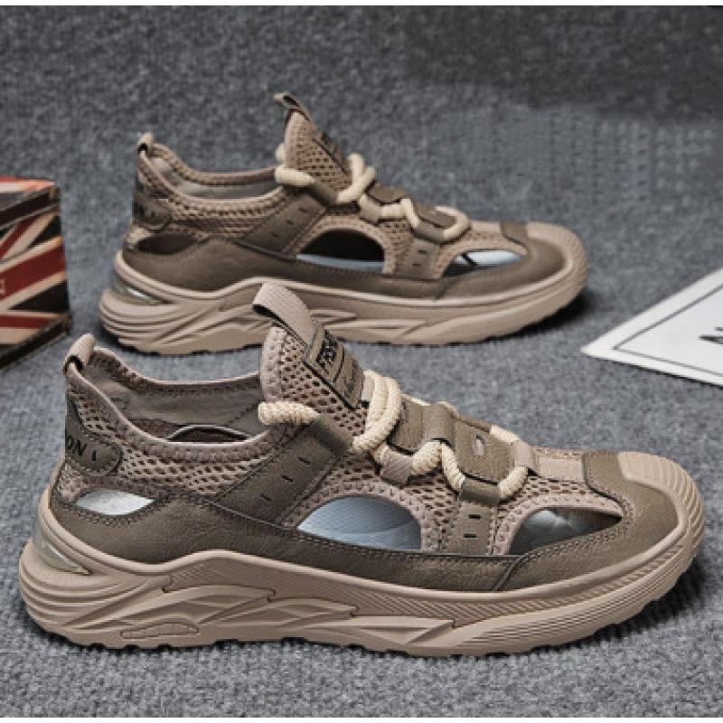 Внешние сандалии, дышащая сетчатая пляжная обувь, низкие полые повседневные туфли, мужские дырчатые туфли