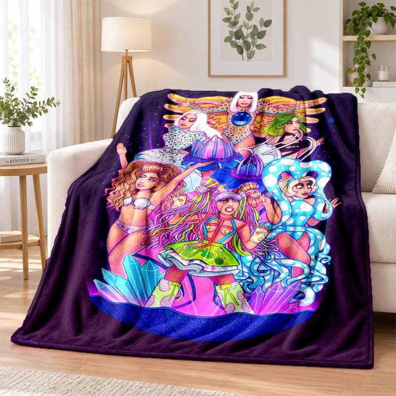 Lady Gaga Flannel Throw Blanket Soft Warm Cozy For Sofa Bed Indoor Home Bedroom Use