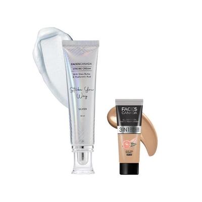 FACESCANADA Celeb Glow Kit|Серебряный строб-крем (30мл) + Medium Natural All Day Hydra Matte Mini Foundation (15мл)
