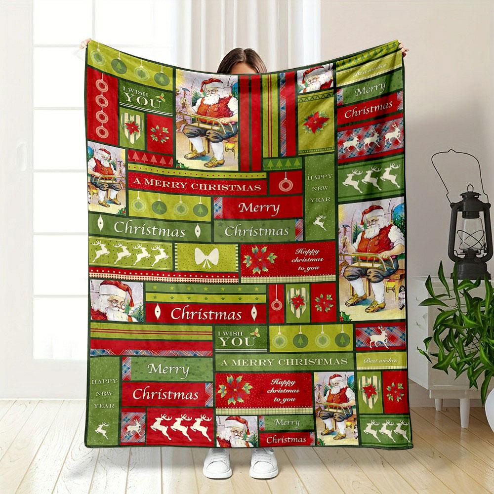 Christmas Themed Festive Holiday Decor Santa bedroom Blanket for Livingroom Couch lunch break Soft throw for Friend's festival Gift