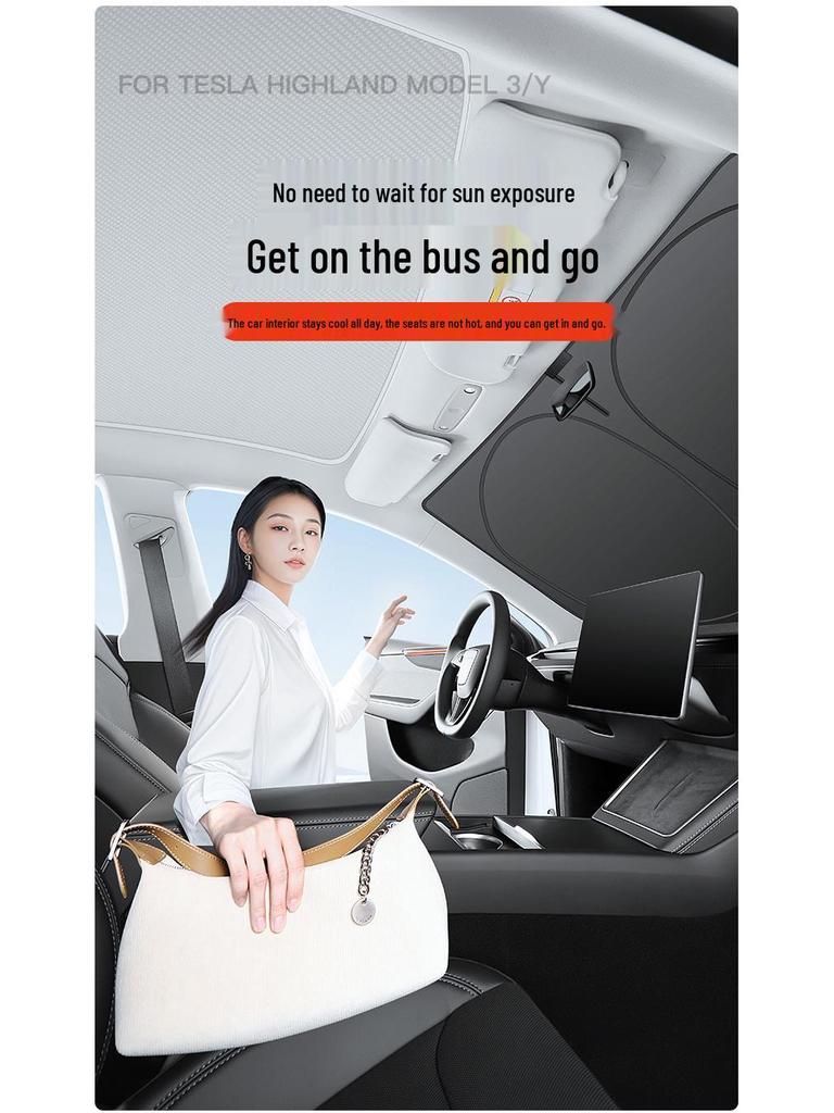 Tesla Model 3/Y Camping Privacy Sunshade with Suction Cups - Opaque, Anti-Peeping Side Panel