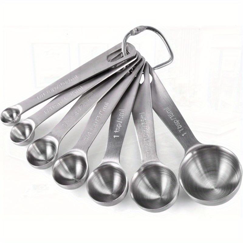 Measuring Spoons: 18 8 Stainl Steel Measuring Spoons Set of 7pcs: 1 8 TSP 1 4 TSP 1 2 TSP 3 4 TSP 1 TSP 1 2 Tbsp 1 Tbsp Dry and Liquid Ingredients