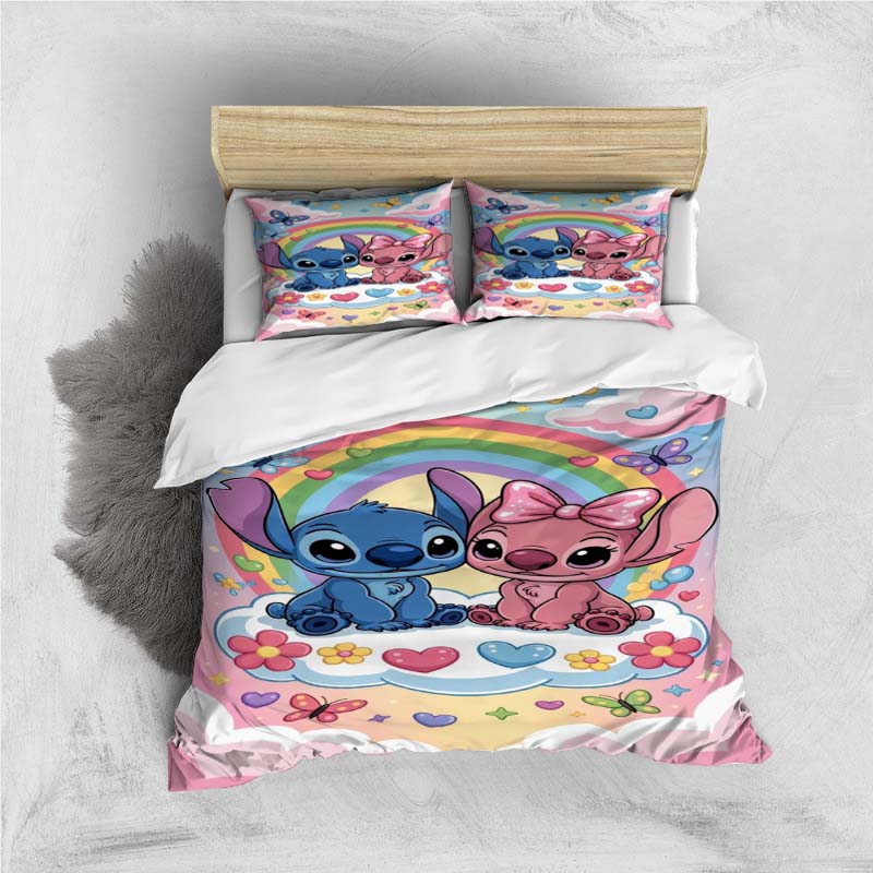 Mini Kawaii (Stitch) Bedding Set, Cartoon Duvet Cover and Pillowcases, Soft and Comfortable, Customizable.