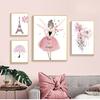 Print Wall Art Pictures Gifts Children Room Home Decor Watercolor Pink Kawaii Girls Poster Nursery Decor Flower Canvas Paintings