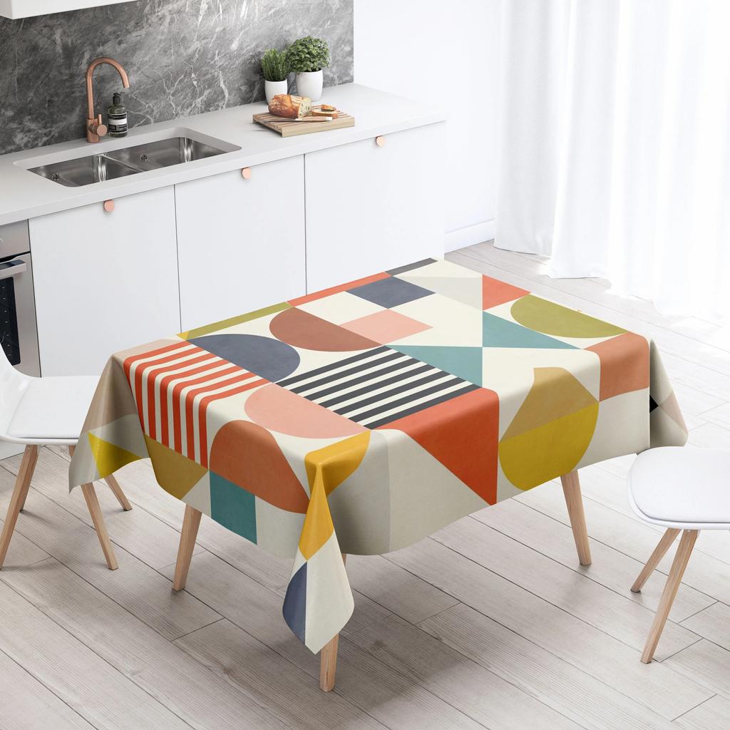 Скатерть геометрической формы, домашний декор, устойчивая к пятнам, водонепроницаемая, украшение для стола, прямоугольная кухонная столешница для камина