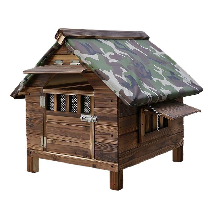 Solid Wood Large Outdoor Dog House - Rainproof, Sunproof, Windproof Handmade Kennel