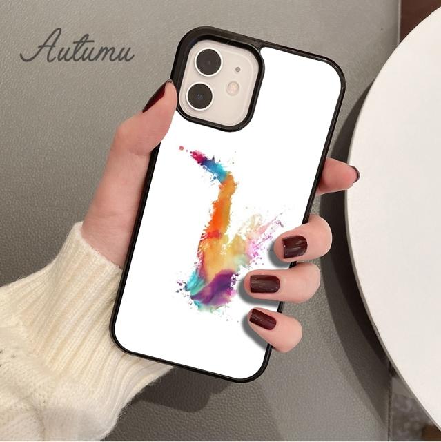 Чехол для телефона Saxophone Watercolor Art для iPhone 11 12 13 14 Pro Max mini X XR XS SE 2020 6S 7 8 Plus Samsung Galaxy S21 S22