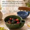 Ceramic Self Spinning Berry Washing Bowl with Drainage Fruit Washer Spinner 360 Degree Rotating for Cleaning Berries Vegetables