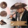 Faux Leather Pirate Hat Vintage Wrinkle Distressed Tricorn Pirate Hat For Women Men Halloween Costume Cosplay Accessories