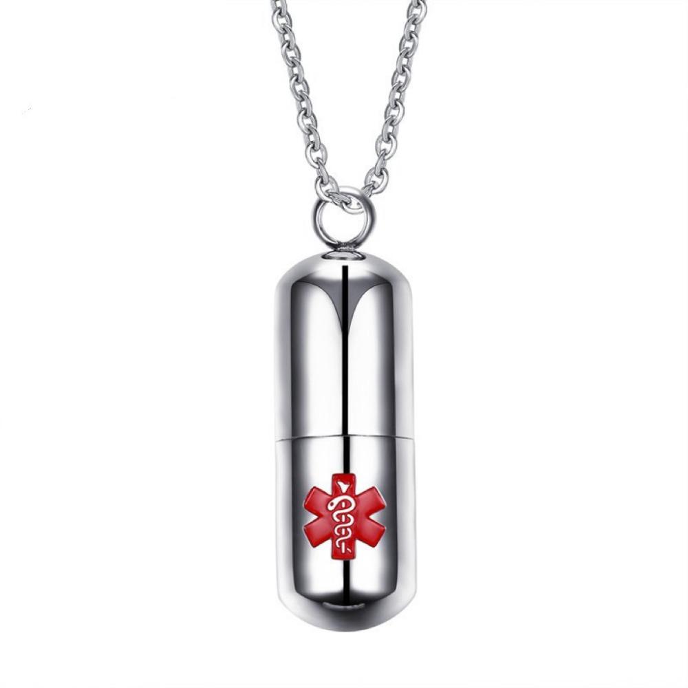 Stainless Steel Medical Logo Pill Pendant Open Wish Jewelry Urn Necklace Jewelry