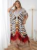 Brown Striped Women's Kaftan House Robe Beach Wear Oversized Comfy House Dress Fresh Dress Lounge Around Swimsuit Cover-up Q1469