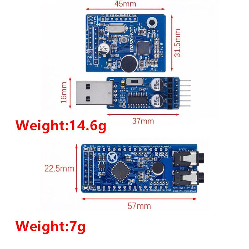 LD3320A Offline Voice Recognition Module, 3.3V/5V UART/SPI Dual Communication Three Versions Onboard Crystal For Arduino