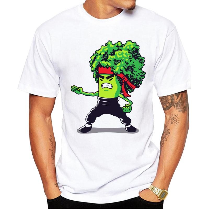 2019 Hot Tops New Fashion Printed Broccoli men T shirts Summer Short Sleeve Tshirt men White TShirts funny design
