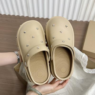 Милые туфли-сабо с открытым носком, на нескользящей толстой подошве с отверстиями, женские, новые коллекции весна-осень 2025, с небольшим увеличением роста, дезодорирующие сандалии