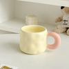 Ceramic Mug with Lid + Spoon Cute Female Office Coffee Cup Contrast Couple Household Water Cup