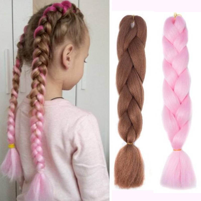 24-дюймовые наращивания для плетения Jumbo Crochet Braids Синтетическая прическа Чистый блонд Розовый Зеленый KTB