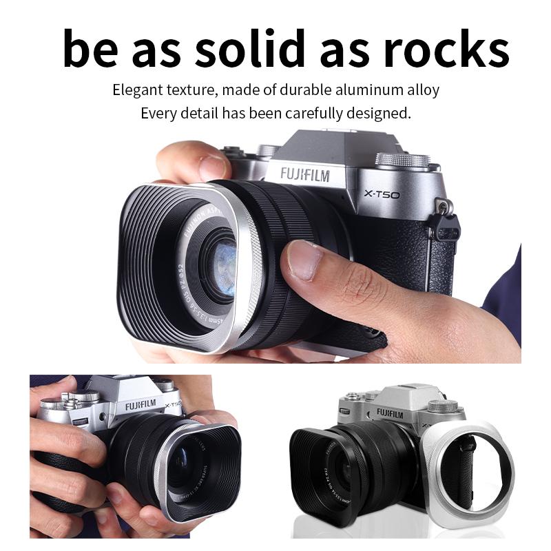 Металлический квадратный бленда для объектива камеры Совместим для Nikon16-50 Canon Sony Fuji15-45/35f2 Универсальный фотоаксессуар 52/43/46/39мм
