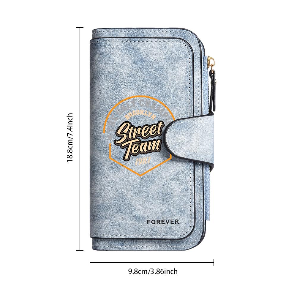 Street Team Pattern Long Wallet Retro Multi Card Holder Casual Purse