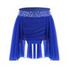 Girls Ruched Irregular Dance Skirt Sparkly Rhinestones Elastic Waistband Built-in Briefs Skirt