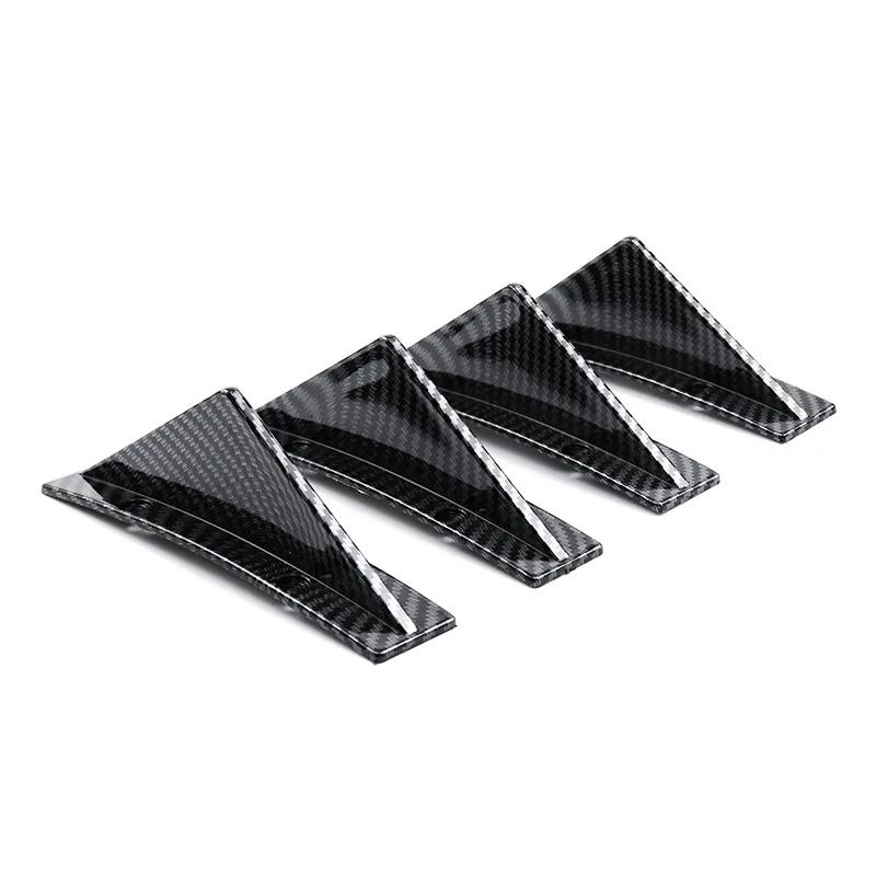 4pcs Universal Car Rear Bumper Lip Diffuser Shark Fins Canards Spoiler Splitter Carbon Black ABS Anti-Collision Accessories