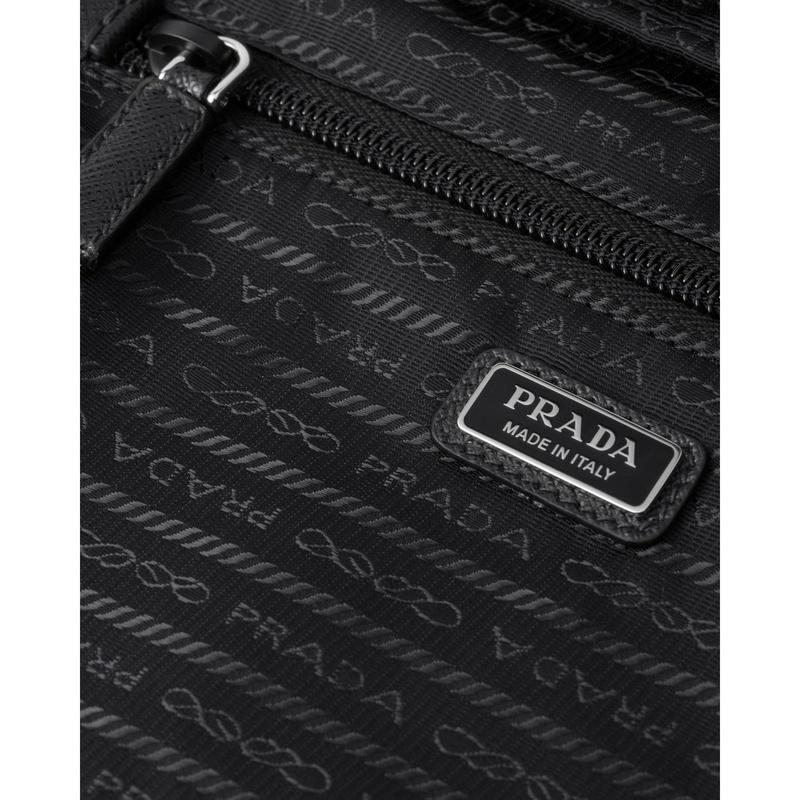 Prada Re-Nylon Enamel Triangular Metal Logo Zipper Closure Regenerated Nylon Storage Bag Medium Unisex Couple Style Black