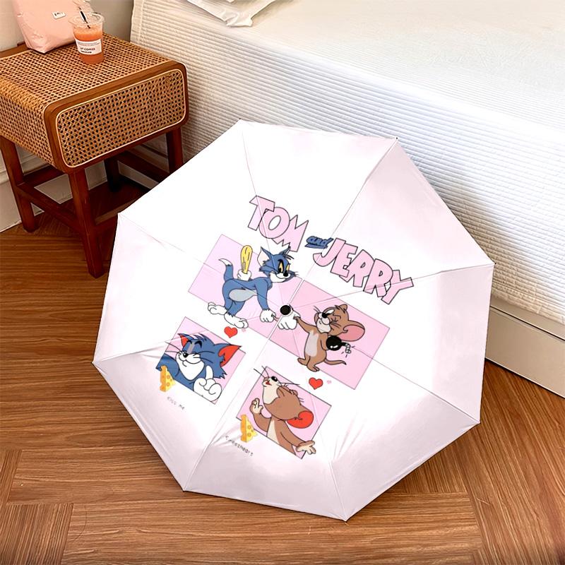 1 шт. Автоматический складной зонт - Мультяшный узор, Портативная и складная конструкция с 46 спицами, Рождественские и новогодние подарки