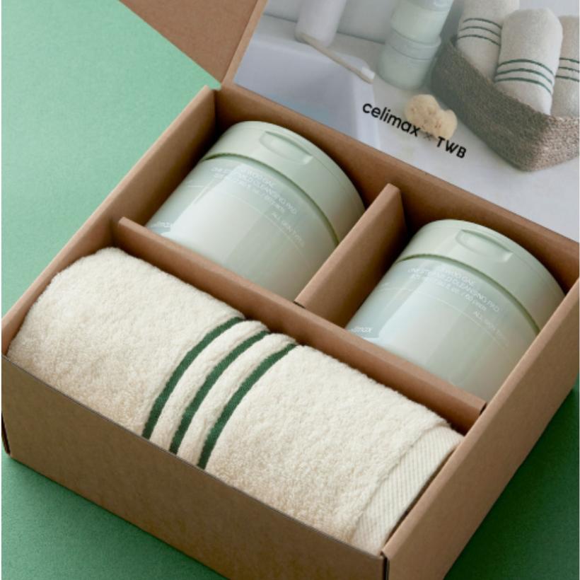 celimax JI WOO GAE One-Step Mild Cleansing Pad 60 Sheets x 2 Set + TWB Towel Deep Cleansing & Exfoliating Care