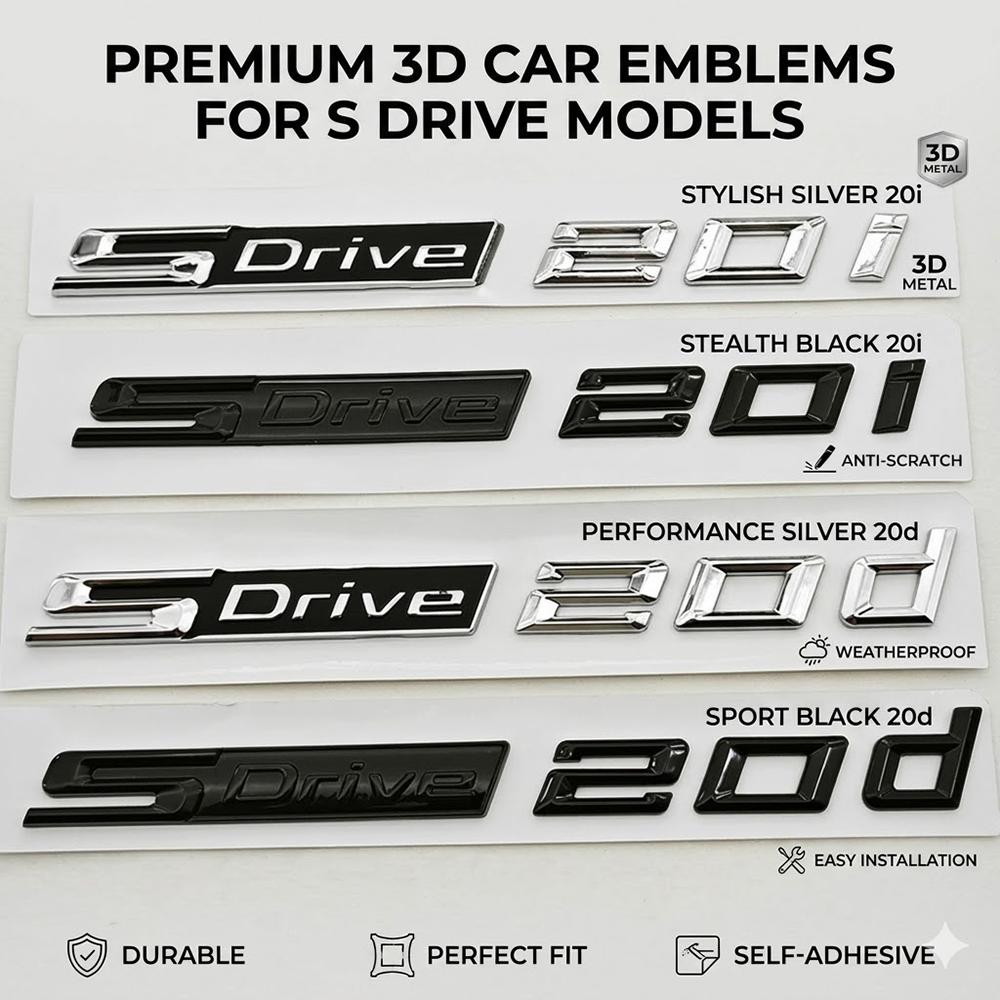 3D ABS Car Styling Logo sDrive 20i 20d Emblem Badge Sticker For BMW X1 X2 X3 Z4 Trunk Fender Decal Gloss Black Silver Accessorie ud2