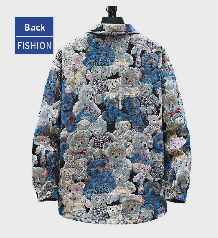 Мужская джинсовая куртка свободного кроя с рукавом три четверти — свободный крой, модный и прочный жаккардовый дизайн.