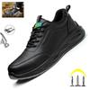 Black Leather Safety Work Shoes Men Anti-smash Anti-puncture Protective Sneakers Indestructible Oil Resistant Male Footwear