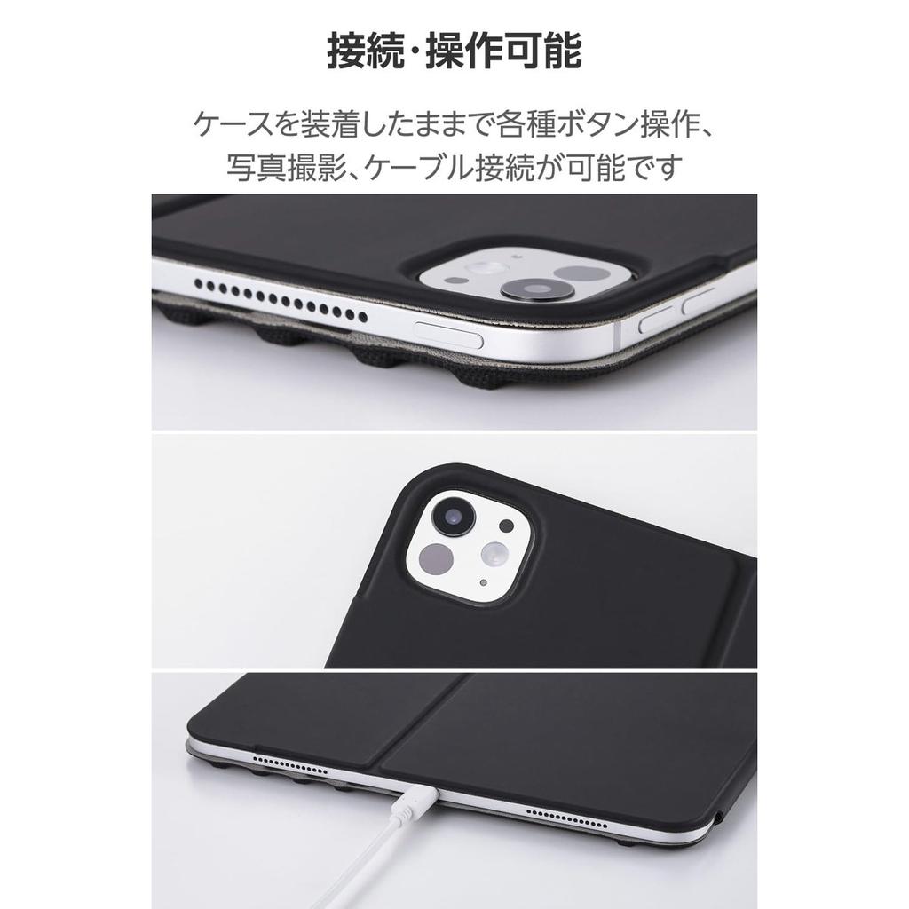 ELECOM Чехол-книжка Slim для iPad Pro 13 дюймов M4 из ПУ кожи, Smart Cover с 8-угловой магнитной подставкой, Автоматический сон/пробуждение, Держатель для Apple Pencil, Черный