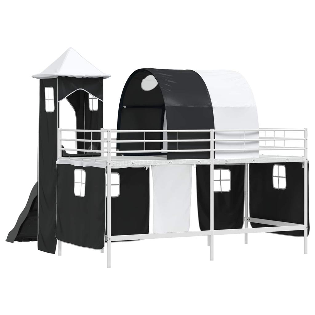 Kids Loft Bed White and Black 80 x 200 cm Metal