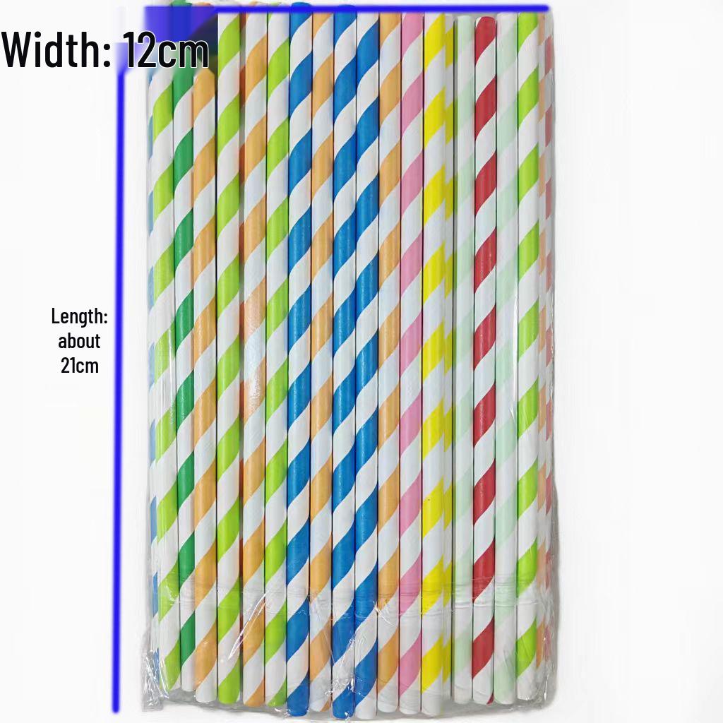 Individually Wrapped Biodegradable Striped Paper Straws